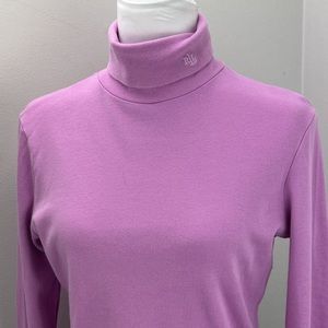 LRL Ralph Lauren Womens Pullover Sweater Pink Cotton Long Sleeve Turtleneck M